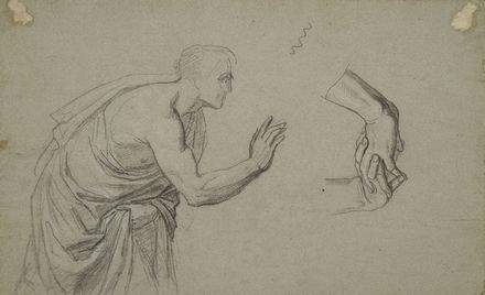  Pietro Benvenuti  (Arezzo, 1769 - Firenze, 1844) : Studio di nudo virile e altra figura di vecchio con le mani intrecciate (recto) / Studio di figura panneggiata e di mani intrecciate (verso).  - Auction Prints and Drawings - Libreria Antiquaria Gonnelli - Casa d'Aste - Gonnelli Casa d'Aste