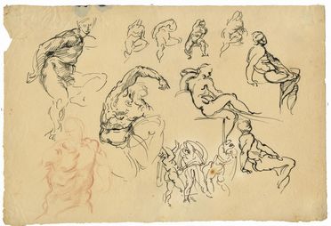  Adolfo De Carolis  (Montefiore dell'Aso, 1874 - Roma, 1928) : Studi di nudi.  - Asta Stampe, disegni, carte geografiche e vedute - Libreria Antiquaria Gonnelli - Casa d'Aste - Gonnelli Casa d'Aste