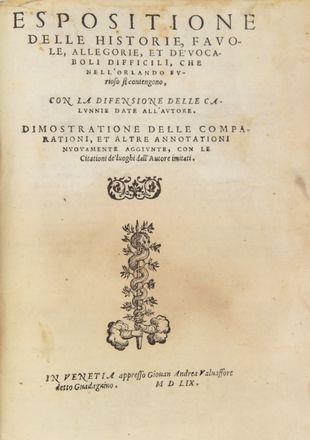  Ariosto Ludovico : Cinque Canti di un nuovo libro [...] i quali seguono la materia del Furioso...  - Asta Manoscritti, Incunaboli, Autografi e Libri a stampa - Libreria Antiquaria Gonnelli - Casa d'Aste - Gonnelli Casa d'Aste