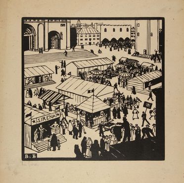  Benito Boccolari  (Modena, 1888 - 1964) : Sette xilografie.  - Asta Stampe, disegni, carte geografiche e vedute - Libreria Antiquaria Gonnelli - Casa d'Aste - Gonnelli Casa d'Aste