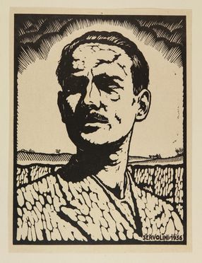  Luigi Servolini  (Livorno, 1900 - 1981) : Coppia di autoritratti.  - Asta Stampe, disegni, carte geografiche e vedute - Libreria Antiquaria Gonnelli - Casa d'Aste - Gonnelli Casa d'Aste