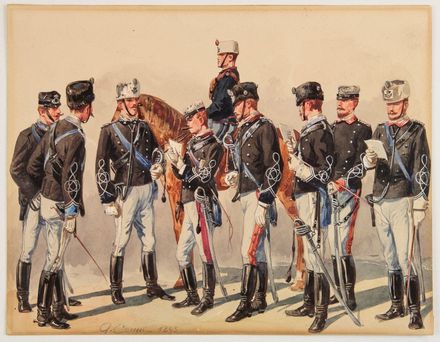  Quinto Cenni  (Imola, 1845 - Carate Brianza, 1917) : Uniformi militari italiane della seconda metà del XIX secolo.  - Auction Prints, Drawings, Maps and Views - Libreria Antiquaria Gonnelli - Casa d'Aste - Gonnelli Casa d'Aste