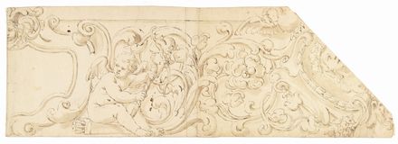  Scuola italiana della fine del XVII secolo : Studio per fregio con putti e racemi.  - Asta Stampe, disegni, carte geografiche e vedute - Libreria Antiquaria Gonnelli - Casa d'Aste - Gonnelli Casa d'Aste