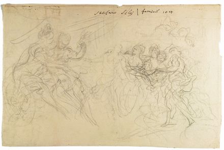  Anton Domenico Gabbiani  (Firenze, 1652 - 1726) [attribuito a] : Schizzi di figure.  - Asta Stampe, disegni, carte geografiche e vedute - Libreria Antiquaria Gonnelli - Casa d'Aste - Gonnelli Casa d'Aste