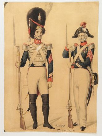  Antonio Zezon  (Napoli, 1803 - 1881) : Costumi militari borbonici.  - Auction Prints, Drawings, Maps and Views - Libreria Antiquaria Gonnelli - Casa d'Aste - Gonnelli Casa d'Aste