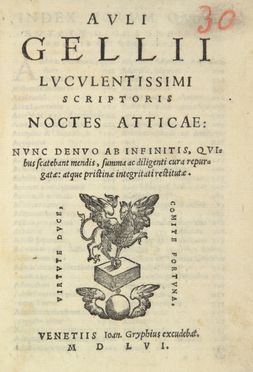  Gellius Aulus : Noctes Atticae... Letteratura classica, Letteratura  - Auction Manuscripts, Incunabula, Autographs and Printed Books - Libreria Antiquaria Gonnelli - Casa d'Aste - Gonnelli Casa d'Aste