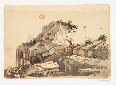  Petro Giacomo Palmieri  (Bologna, 1737 - Torino, 1804) [cerchia di] : Lotto di due paesaggi.  - Asta Stampe, disegni, carte geografiche e vedute - Libreria Antiquaria Gonnelli - Casa d'Aste - Gonnelli Casa d'Aste