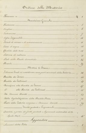 Stima della fattoria di Corniolo di proprietà dei nobili Signori Marchesi Luigi e Carlo Torrigiani... Storia locale, Economia, Agricoltura, Storia, Diritto e Politica, Economia, Sociologia, Scienze naturali  Felice Francolini  - Auction Manuscripts, Incunabula, Autographs and Printed Books - Libreria Antiquaria Gonnelli - Casa d'Aste - Gonnelli Casa d'Aste