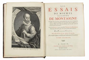  Montaigne Michel Eyquem (de) : Les Essais [...]. Donnez sur les plus anciennes et les plus correctes editions [...] Avec des Notes [...] par Pierre Coste [...]. Tome premier (-Troisieme).  Pierre Coste, Jacques Chreau  (1688 - 1776)  - Asta Manoscritti, Incunaboli, Autografi e Libri a stampa - Libreria Antiquaria Gonnelli - Casa d'Aste - Gonnelli Casa d'Aste