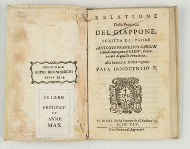  Cardim Antonio Francisco : Relatione della Provincia del Giappone... Gesuitica, Geografia e viaggi, Japonica, Religione, Geografia e viaggi  Giacomo Diaceto  - Auction Manuscripts, Incunabula, Autographs and Printed Books - Libreria Antiquaria Gonnelli - Casa d'Aste - Gonnelli Casa d'Aste