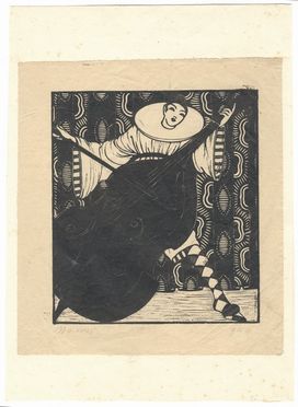  Francesco Nonni  (Faenza, 1885 - 1975) : Pierrot con contrabbasso.  - Asta Stampe e Disegni - Libreria Antiquaria Gonnelli - Casa d'Aste - Gonnelli Casa d'Aste
