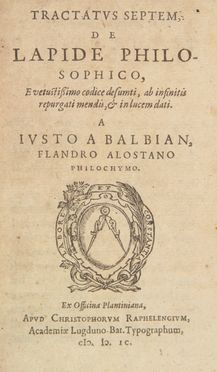  Balbian Josse : Tractatus septem, de lapide philosophico... Alchimia, Chimica, Occultismo, Scienze tecniche e matematiche  Robert Duval  ( - 1567)  - Auction Manuscripts, Incunabula, Autographs and Printed Books - Libreria Antiquaria Gonnelli - Casa d'Aste - Gonnelli Casa d'Aste