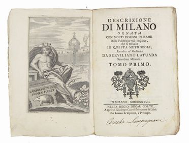  Lattuada Serviliano : Descrizione di Milano ornata con molti disegni in rame delle fabbriche più cospicue, che si trovano in questa metropoli... Tomo Primo (-quinto).  Johann Georg Seiller  - Asta Manoscritti, Incunaboli, Autografi e Libri a stampa - Libreria Antiquaria Gonnelli - Casa d'Aste - Gonnelli Casa d'Aste
