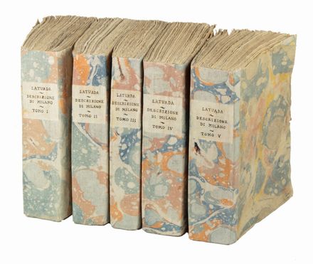  Lattuada Serviliano : Descrizione di Milano ornata con molti disegni in rame delle fabbriche più cospicue, che si trovano in questa metropoli... Tomo Primo (-quinto).  Johann Georg Seiller  - Asta Manoscritti, Incunaboli, Autografi e Libri a stampa - Libreria Antiquaria Gonnelli - Casa d'Aste - Gonnelli Casa d'Aste