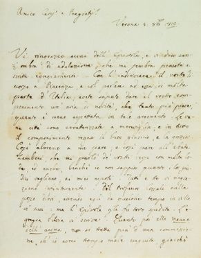  Pindemonte Ippolito : Lettera autografa firmata inviata all?abate Giampaolo Maggi.  - Asta Manoscritti, Incunaboli, Autografi e Libri a stampa - Libreria Antiquaria Gonnelli - Casa d'Aste - Gonnelli Casa d'Aste