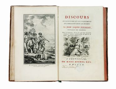  Rousseau Jean Jacques : Discours sur l'origine et les fondemens de l'inegalit parmi les hommes. Filosofia  Christophe Charles Eisen  - Auction Manuscripts, Incunabula, Autographs and Printed Books - Libreria Antiquaria Gonnelli - Casa d'Aste - Gonnelli Casa d'Aste