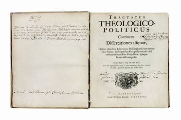  Spinoza Baruch : Tractatus theologico-politicus. Filosofia, Ebraica e Judaica, Religione  - Auction Manuscripts, Incunabula, Autographs and Printed Books - Libreria Antiquaria Gonnelli - Casa d'Aste - Gonnelli Casa d'Aste