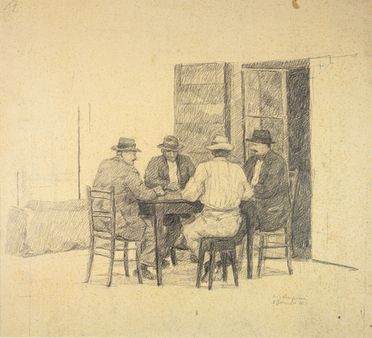  Alberto Zampieri  (Livorno, 1903 - Pisa, 1992) : Intorno al tavolo.  - Asta Stampe e Disegni - Libreria Antiquaria Gonnelli - Casa d'Aste - Gonnelli Casa d'Aste