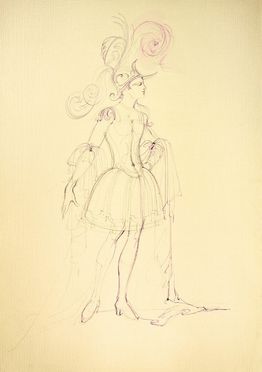  Anna Anni  (Marradi, 1926 - Firenze, 2011) : Tre bozzetti per costumi teatrali.  - Auction Prints and Drawings - Libreria Antiquaria Gonnelli - Casa d'Aste - Gonnelli Casa d'Aste