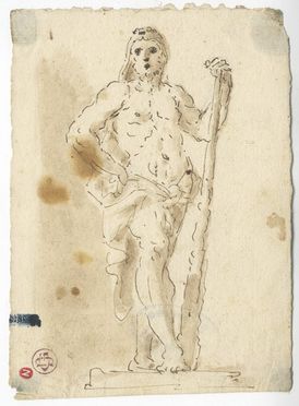  Vittorio Maria Bigari  (Bologna, 1692 - 1776) : Studio per una statua di Ercole.  - Asta Stampe e Disegni - Libreria Antiquaria Gonnelli - Casa d'Aste - Gonnelli Casa d'Aste