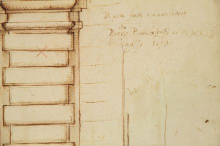  Bernardo Buontalenti  (Firenze, 1531 - 608) : Studio architettonico di cantonata a bugnato.  - Asta Stampe e Disegni - Libreria Antiquaria Gonnelli - Casa d'Aste - Gonnelli Casa d'Aste