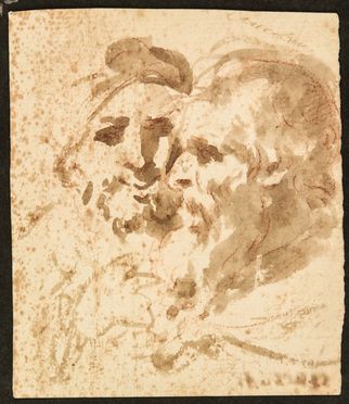  Giovan Gioseffo Dal Sole  (Bologna, 1654 - 1719) : Studi di due teste.  - Auction Prints and Drawings - Libreria Antiquaria Gonnelli - Casa d'Aste - Gonnelli Casa d'Aste