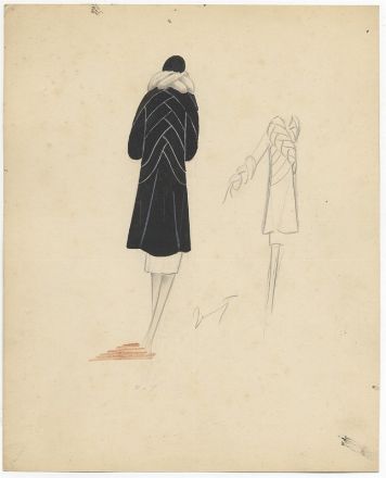  Jean Alexandre Patou  (Parigi, 1887 - 1936) : Coppia di figurini di moda.  - Auction Prints and Drawings - Libreria Antiquaria Gonnelli - Casa d'Aste - Gonnelli Casa d'Aste