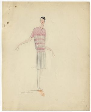  Jean Alexandre Patou  (Parigi, 1887 - 1936) : Tris di figurini di moda.  - Auction Prints and Drawings - Libreria Antiquaria Gonnelli - Casa d'Aste - Gonnelli Casa d'Aste