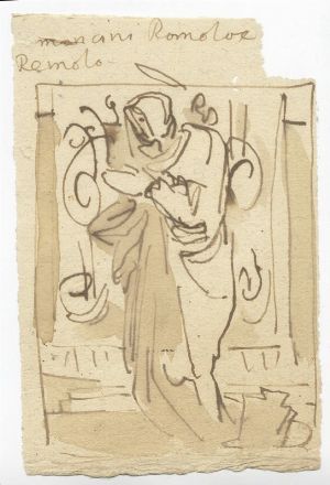  Fortunato Duranti  (Montefortino, 1787 - 1863) : Tre fogli con 4 Studi riquadrati con figure e una Santa in preghiera.  - Asta Stampe e Disegni - Libreria Antiquaria Gonnelli - Casa d'Aste - Gonnelli Casa d'Aste