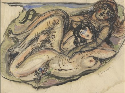  Raoul Dal Molin Ferenzona  (Firenze, 1879 - Milano, 1946) : Due figure femminili avvinghiate.  - Asta Stampe e Disegni - Libreria Antiquaria Gonnelli - Casa d'Aste - Gonnelli Casa d'Aste