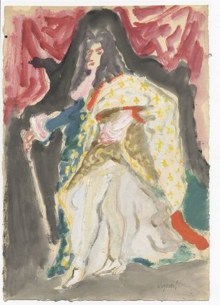  Gianni Vagnetti  (Firenze, 1897 - 1956) : Bozzetto di costume teatrale (recto e verso).  - Asta Stampe e Disegni - Libreria Antiquaria Gonnelli - Casa d'Aste - Gonnelli Casa d'Aste