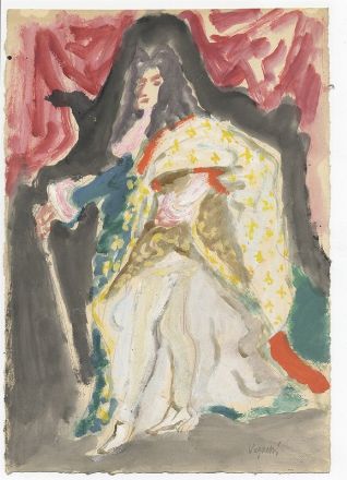  Gianni Vagnetti  (Firenze, 1897 - 1956) : Bozzetto di costume teatrale (recto e verso).  - Asta Stampe e Disegni - Libreria Antiquaria Gonnelli - Casa d'Aste - Gonnelli Casa d'Aste