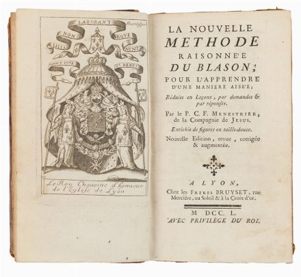  Menestrier Claude Franois : La nouvelle methode raisonnee du blason.  Andrea Alciati  - Asta LIBRI, MANOSCRITTI, STAMPE E DISEGNI - Libreria Antiquaria Gonnelli - Casa d'Aste - Gonnelli Casa d'Aste