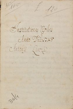  Lanzi Antonio : Institutiones civilis.  - Asta LIBRI, MANOSCRITTI, STAMPE E DISEGNI - Libreria Antiquaria Gonnelli - Casa d'Aste - Gonnelli Casa d'Aste