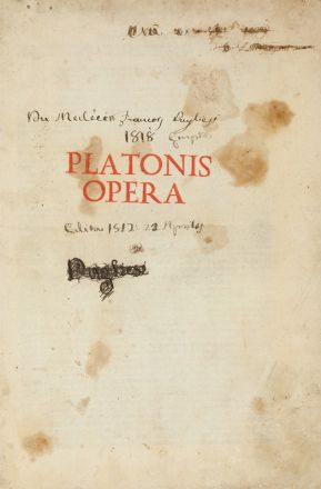  Plato : Opera.  Marsilio Ficino  - Asta LIBRI, MANOSCRITTI, STAMPE E DISEGNI - Libreria Antiquaria Gonnelli - Casa d'Aste - Gonnelli Casa d'Aste