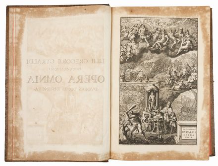  Giraldi Lilio Gregorio : Opera omnia duobus tomis distincta, complectentia historiam de deis gentium, musis et Hercule, rem nauticam, sepulcralia [...] Tomus Primus (-secundus).  Johann Faes, Paul Colomis  (1638 - 1692), Franois Boitard  (1670 - 1715), Jan (van den) Avelen  - Asta LIBRI, MANOSCRITTI, STAMPE E DISEGNI - Libreria Antiquaria Gonnelli - Casa d'Aste - Gonnelli Casa d'Aste