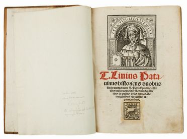  Livius Titus : Duobus libris auctus: cum L. Flori Epitome. Addito indice copioso et Leonardo Aretino de primo bello Punico.  Leonardo Bruni  (Arezzo, 1370 - Firenze, 1444), Lucius Annaeus Florus, Lucas Panaetius, Andrea Zoan  (attivo a Mantova attorno al 1475,  - e a Milano fin verso il 1520, )  - Asta LIBRI, MANOSCRITTI, STAMPE E DISEGNI - Libreria Antiquaria Gonnelli - Casa d'Aste - Gonnelli Casa d'Aste