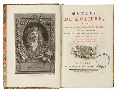  Molière (Poquelin Jean-Baptiste, detto) : Oeuvres [...], avec des remarques grammaticales; des avertissemens et des observations sur chaque piéce par M.Bret. Tome Primier (-sixieme). Letteratura francese, Teatro, Figurato, Letteratura, Musica, Teatro, Spettacolo, Collezionismo e Bibiografia  - Auction BOOKS, MANUSCRIPTS, PRINTS AND DRAWINGS - Libreria Antiquaria Gonnelli - Casa d'Aste - Gonnelli Casa d'Aste