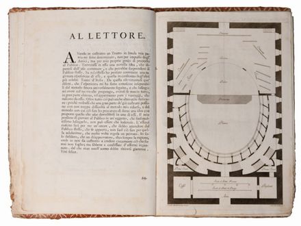  Morelli Cosimo : Pianta e spaccato del nuovo teatro d'Imola...  Carlo Antonini  (1740 - 1821)  - Asta LIBRI, MANOSCRITTI, STAMPE E DISEGNI - Libreria Antiquaria Gonnelli - Casa d'Aste - Gonnelli Casa d'Aste