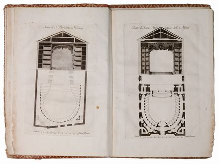  Morelli Cosimo : Pianta e spaccato del nuovo teatro d'Imola...  Carlo Antonini  (1740 - 1821)  - Asta LIBRI, MANOSCRITTI, STAMPE E DISEGNI - Libreria Antiquaria Gonnelli - Casa d'Aste - Gonnelli Casa d'Aste