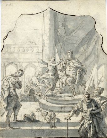  Jacopo Antonio Boni  (1688 - 1776) [cerchia di] : Scena allegorica in cornice mistilinea (recto). Studi di figure (verso).  - Auction BOOKS, MANUSCRIPTS, PRINTS AND DRAWINGS - Libreria Antiquaria Gonnelli - Casa d'Aste - Gonnelli Casa d'Aste