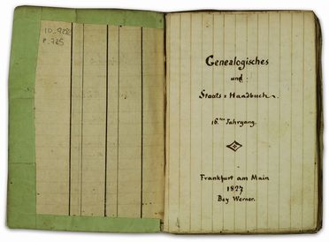 Genealogisches / und / Staats = Handbuch / 16. ten Jahrgang / Frankfurt am Main / 1827 / Bey Werner.  - Asta LIBRI, MANOSCRITTI, STAMPE E DISEGNI - Libreria Antiquaria Gonnelli - Casa d'Aste - Gonnelli Casa d'Aste