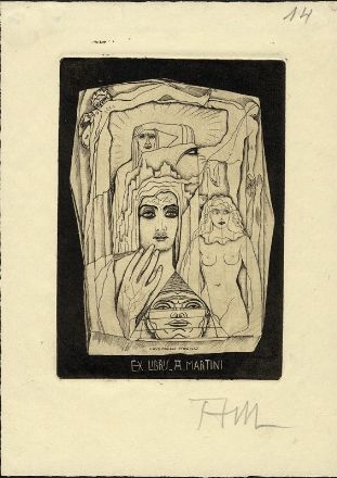  Alberto Martini  (Oderzo, 1876 - Milano, 1954) : Collana artisti d'eccezione. V cartella. 15 ex libris di Alberto Martini.  - Auction BOOKS, MANUSCRIPTS, PRINTS AND DRAWINGS - Libreria Antiquaria Gonnelli - Casa d'Aste - Gonnelli Casa d'Aste