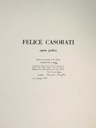  Felice Casorati  (Novara, 1883 - Torino, 1963) : Felice Casorati. Opera grafica incisa dal 1908 al 1963.  - Asta LIBRI, MANOSCRITTI, STAMPE E DISEGNI - Libreria Antiquaria Gonnelli - Casa d'Aste - Gonnelli Casa d'Aste