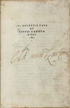  Lucretius Titus Carus : De rerum natura libri VI.  Pier Candido Decembrio  - Asta Manoscritti, Libri, Autografi, Stampe & Disegni - Libreria Antiquaria Gonnelli - Casa d'Aste - Gonnelli Casa d'Aste