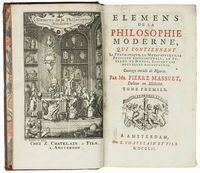 Elemens de la philosophie moderne, qui contiennent la Pneumatique, la Metaphysique, la Physique experimentale [...]. Tome Premier (-second).