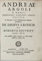 De diebus criticis et aegrorum decubitu libri duo (-liber secundus).
