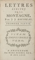 Lettres écrites de la Montagne [...]. Premiere Partie (-seconde).