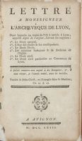 Lettre a monseigneur a l'Archeveque de Lyon dans laquelle on traite du Prêt à l'intérêt à Lyon, appellé dépôt de l'argent...