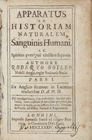 Apparatus ad historiam naturalem sanguinis humani...